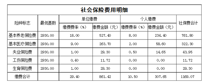 济南社保费用图表